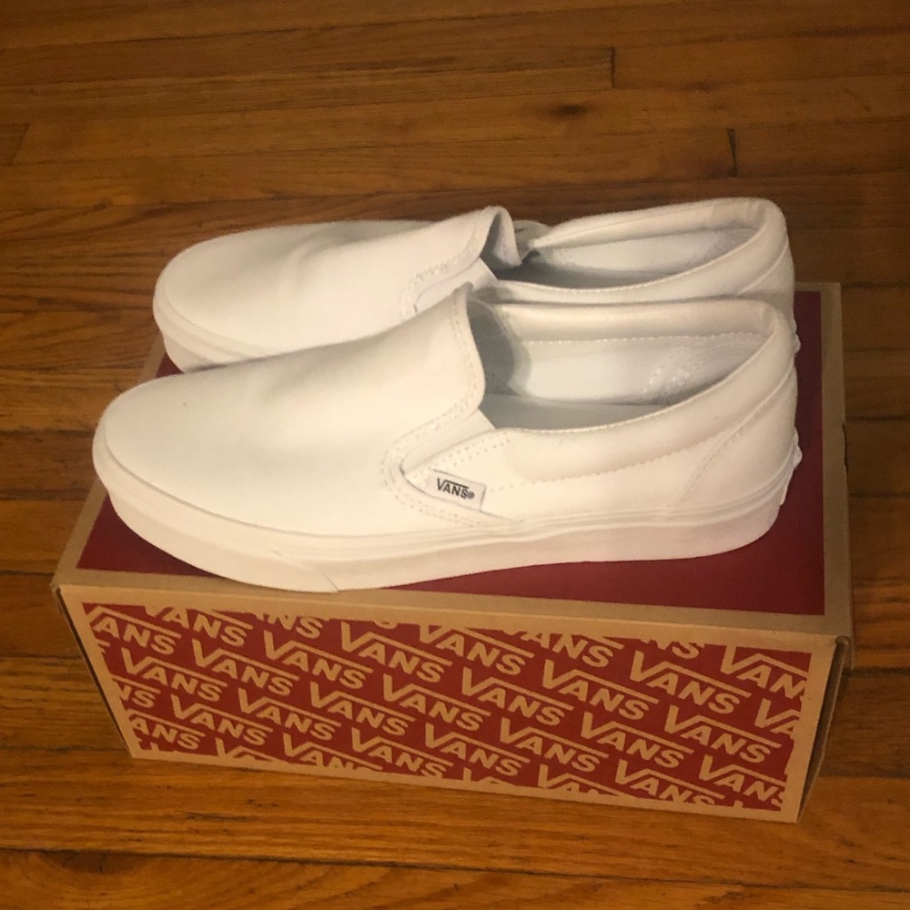 White Slip On Vans